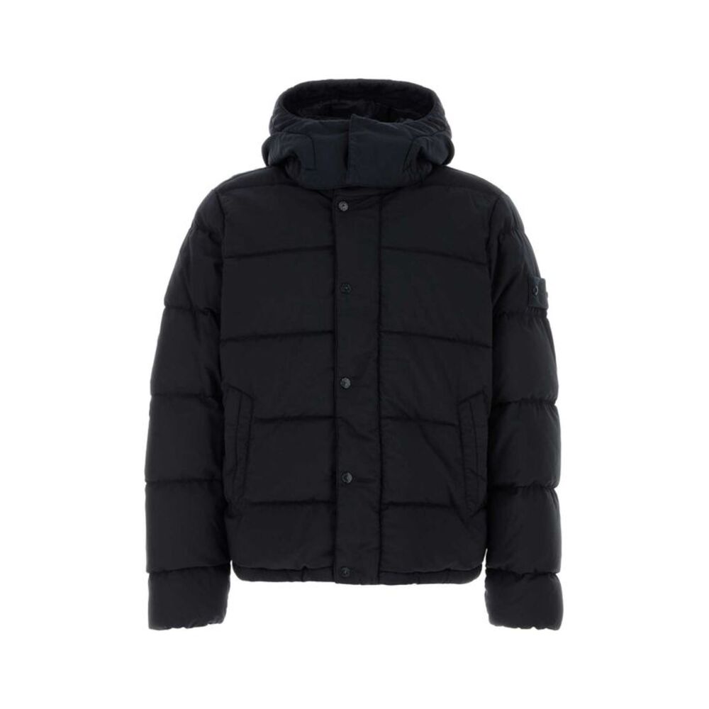 Stone Island Men Midnight Blue Stretch Wool Blend Down Jacket
